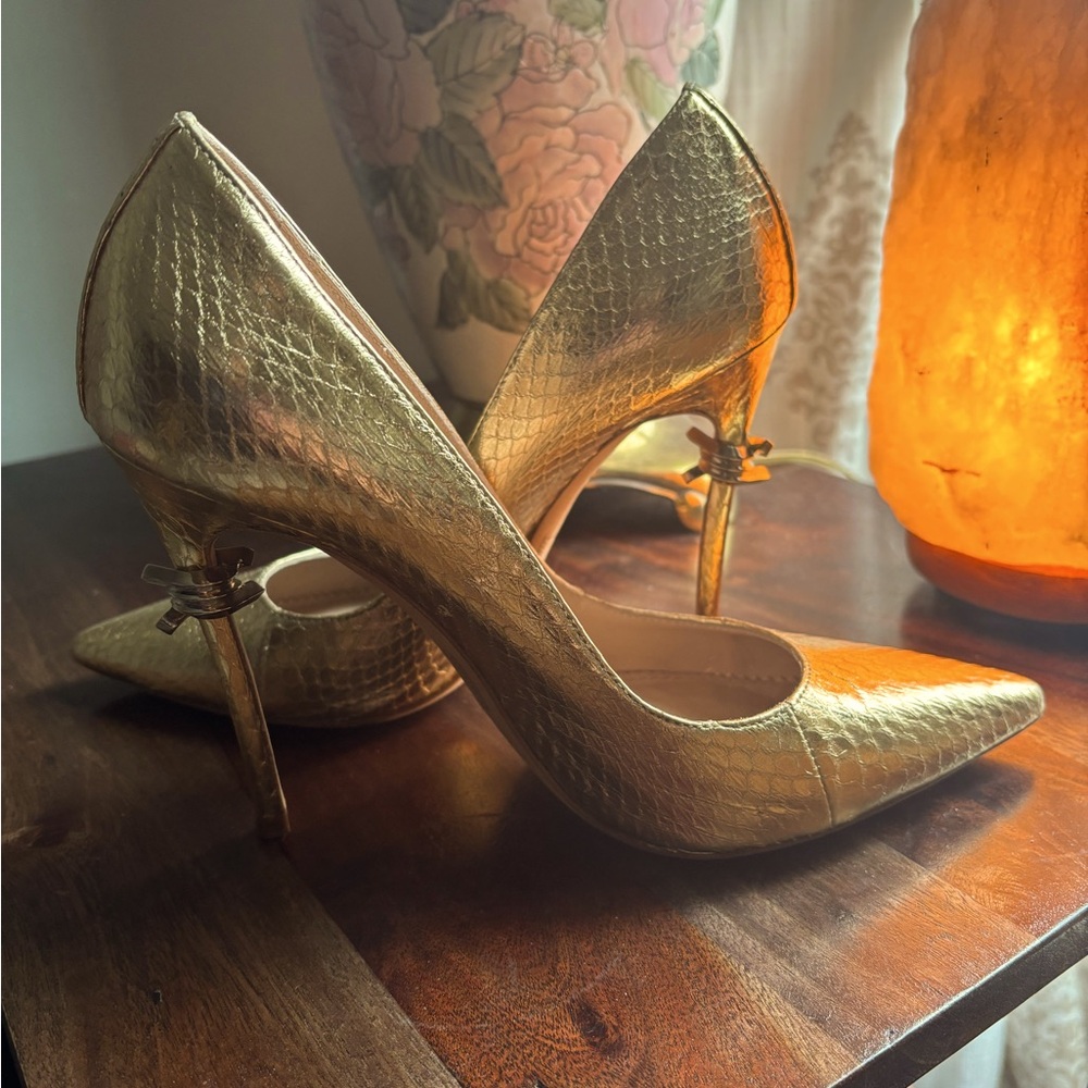 Dsquared metallic gold leather pumps heels 7 37 snakeskin